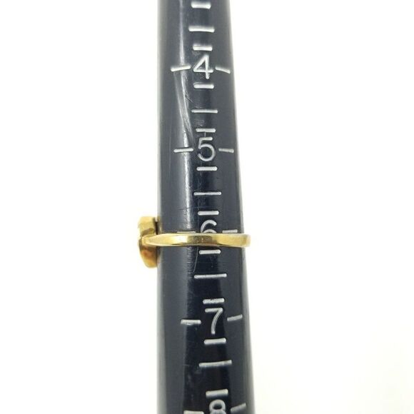 Vintage Heart Rhinestone Ring, Gold Tone Setting, Sparkly Estate - Picture 4 of 5